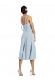 Cheap Midi Cocktail Length Bustier Crepe Prom Dress with Back Bow Straps UK