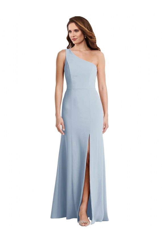 Cheap Bold One Shoulder Trumpet Maxi Crepe Prom Dress UK