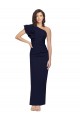 Cheap Ruched Floor Length Long Crepe Prom Dress with Shoulder Ruffles UK