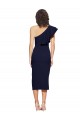 Cheap Ruched Midi Length Short Crepe Cocktail Prom Dress / Homecoming Dress with Shoulder Ruffles UK