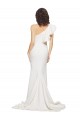 Cheap Ruched Long Sweep Train Crepe Prom Dress with Shoulder Ruffles UK