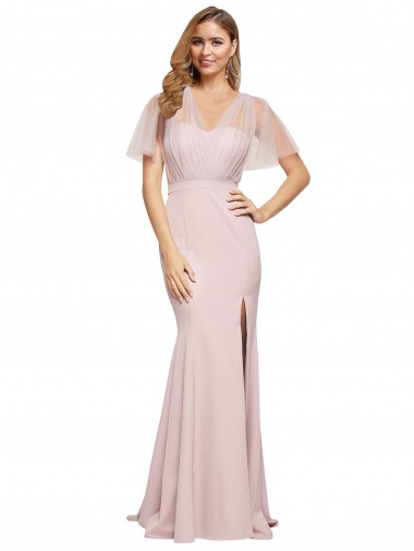 Cheap Crepe Long Sweetheart Neckline Prom Dress with Tulle Overlay Shoulders UK