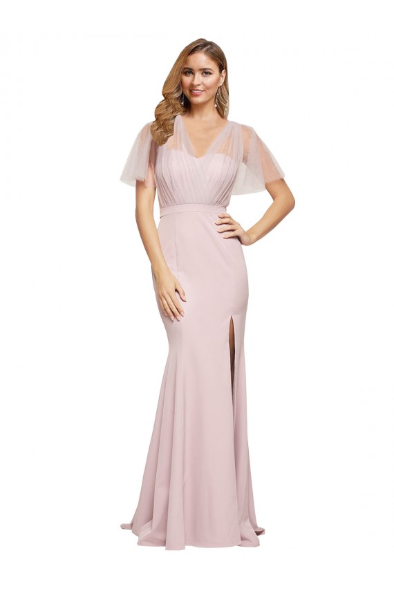 Cheap Crepe Long Sweetheart Neckline Prom Dress with Tulle Overlay Shoulders UK
