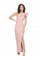 Cheap Full Length One Shoulder Crepe Prom Dress with Side Leg Split UK