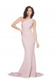 Cheap Long Sweep Train One Shoulder Crepe Prom Dress with Side Leg Split UK