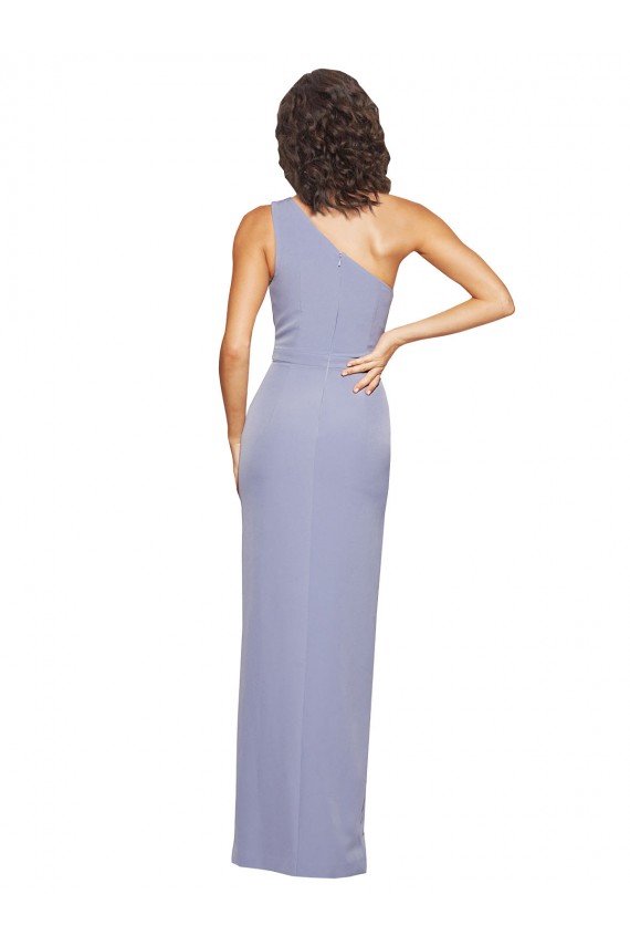 Cheap Floor Length One Shoulder Crepe Prom Dress with Pencil Skirt and Side Split UK