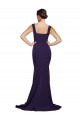 Cheap Square Neck Long Sweep Train Crepe Prom Dress with Thick Straps UK