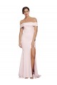 Cheap Off Shoulder Long Crepe Prom Dress with Straight Neckline and Side Split UK