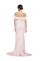 Cheap Off Shoulder Long Crepe Prom Dress with Straight Neckline and Side Split UK