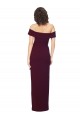 Cheap Fitted Full Length Off the Shoulder Crepe Prom Dress with Side Split and Waist Tie UK