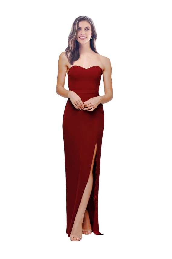 Cheap Straight Pencil Skirt Long Sweetheart Crepe Prom Dress with High Side Split UK