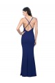 Cheap Full Length V-Neckline Crepe Prom Dress with Thin Straps and Fulted Skirt UK