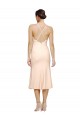 Cheap Midi Length V-Neckline Crepe Cocktail Prom Dress / Homecoming Dress with Thin Straps and Fulted Skirt UK