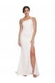 Cheap Long Sweep Train Crepe Prom Dress with Side Split and One Strap UK