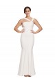 Cheap Full Length Square Neck Crepe Prom Dress with Asymmetrical Straps and Bow Back UK