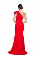Cheap One Shoulder Long Sweep Train Crepe Prom Dress with Thigh High Split UK