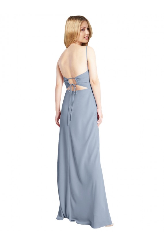 Cheap Straight Neckline Crepe Slip Prom Dress with Strappy Back UK