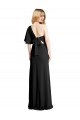 Cheap Pleated One Shoulder Flutter Sleeves Slim Crepe Prom Dress UK