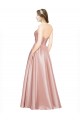 Cheap Long Plated Strapless Sweetheat Stretch Satin Prom Dress UK