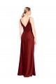 Cheap Full Length Long Stretch Satin Slip Prom Dress V-Back UK