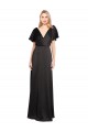 Cheap Cap Sleeves Open Back Long Stretch Satin Prom Dress UK