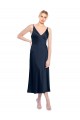 Cheap V-Neck Midi Length Short Stretch Satin Cocktail Prom Dress / Homecoming Dress V-Back UK