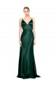 Cheap High V-Neck Long Full Length Sheath Stretch Satin Prom Dress UK