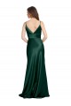 Cheap High V-Neck Long Full Length Sheath Stretch Satin Prom Dress UK