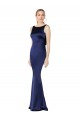Cheap Sheath High Neck Stretch Satin Prom Dress Low Back UK