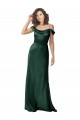 Cheap Off the Shoulder Sleeves Long Stretch Satin Prom Dress with Pleated Draped Neckline UK