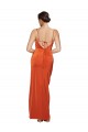 Cheap Front Cowl Neck Long Floor Length Stretch Satin Prom Dress with High Side Split UK
