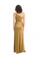 Cheap One Shoulder Long Floor Length Stretch Satin Slip Prom Dress UK