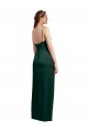 Cheap Sleek Straight Neckline Long Wrap Stretch Satin Prom Dress with Angled Pleats UK