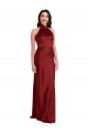 Cheap Backless Halter Long Stretch Satin Prom Dress UK