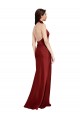 Cheap Backless Halter Long Stretch Satin Prom Dress UK