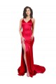 Cheap Mermaid Open Back Long Stretch Satin Prom Dress with High Slit UK