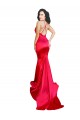 Cheap Mermaid Open Back Long Stretch Satin Prom Dress with High Slit UK