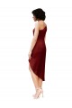 Cheap One Shoulder Midi Length Short Stretch Satin Wrap Style Cocktail Prom Dress / Homecoming Dress UK