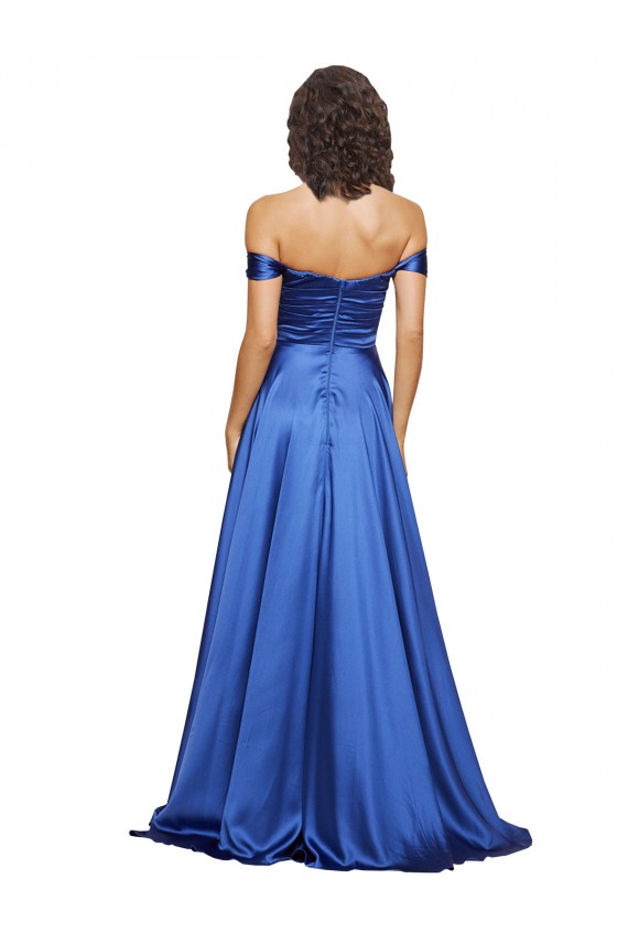 Cheap Ball Gown Off the Shoulder Sweetheart Stretch Satin Prom Dress UK