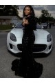 Cheap One Shoulder Long Sleeves Long Sweep Train Velvet Sequin Prom Dress UK