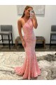 Cheap Open Back One Shoulder Sleeveless Long Sweep Train Velvet Sequin Prom Dress UK