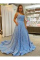 Cheap A-Line Scoop Sleeveless Long Court Train Velvet Sequin Prom Dress UK