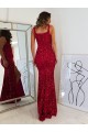 Cheap Square Neck Sleeveless Long Velvet Sequin Prom Dress with Slit UK