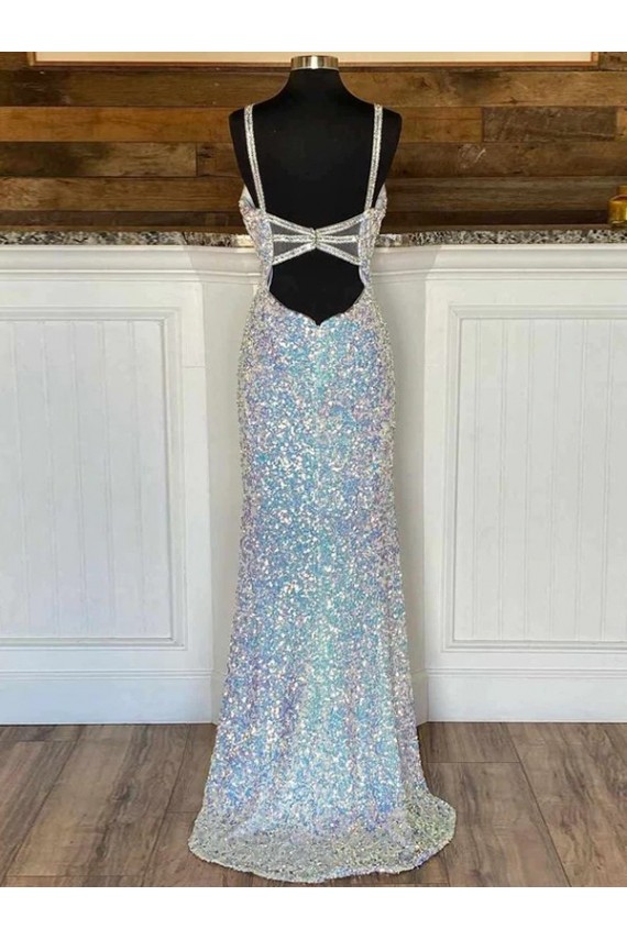 Cheap V-Neck Sleeveless Long Sweep Train Velvet Sequin Prom Dress UK