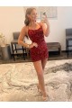 Cheap Spaghetti Straps Criss Cross Back Sleeveless Short Velvet Sequin Prom Dress UK