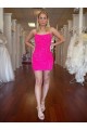 Cheap Spaghetti Straps Open Back Sleeveless Short Velvet Sequin Prom Dress UK