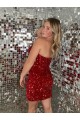 Cheap Sweetheart Sleeveless Short Velvet Sequin Prom Dress UK
