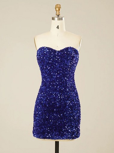 Cheap Short Sweetheart Velvet Sequin Prom Dress UK