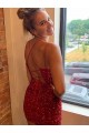 Cheap V-Neck Sleeveless Short Velvet Sequins Prom Dress UK
