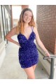 Cheap Sleeveless Short Velvet Sequin V-Neck Prom Dress UK